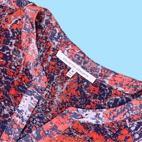 Collective Concepts Sheer V Neck Blouse - Picture 2 of 6